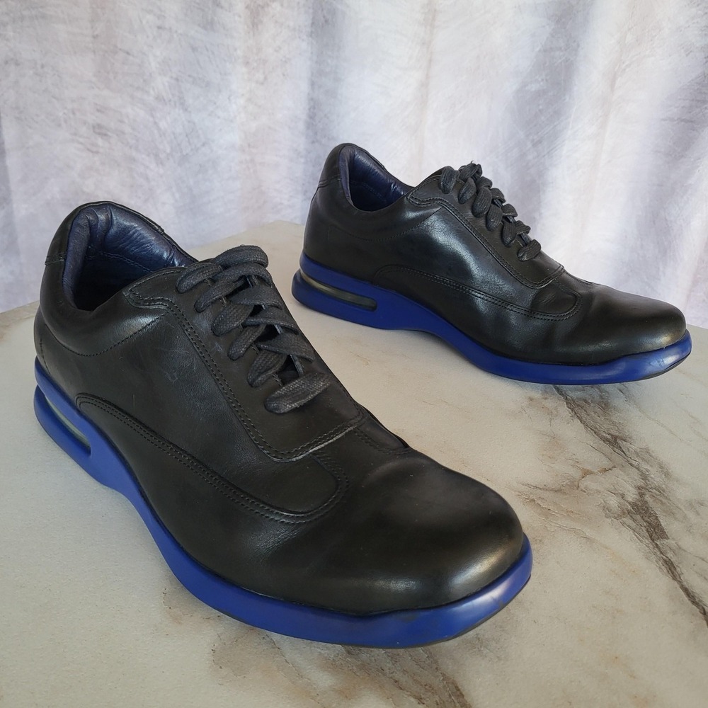 Cole Haan Air Conner Boots Mens Size 11 Black Leather Blue Sole Combat Ankle